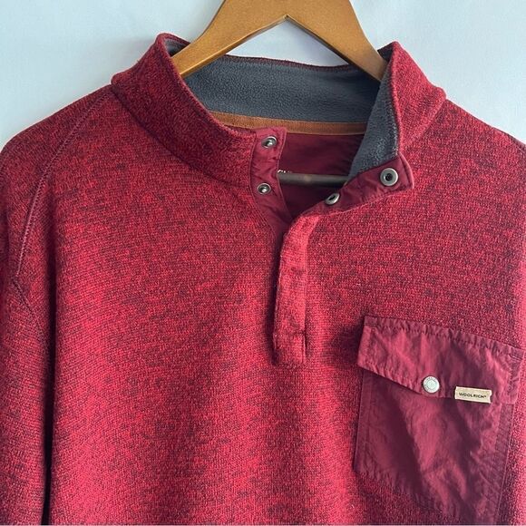 Woolrich Men's Red 1/4 Popover Pullover Fleece Jacket - Picture 3 of 8
